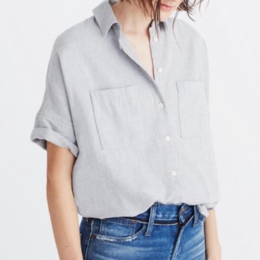Madewell XXS Gray Flannel Courier Buttoned Shirt